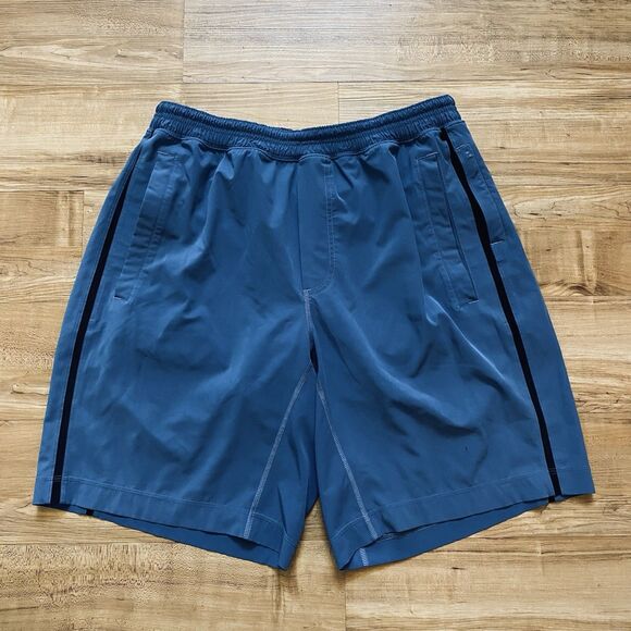 LULULEMON XL Men’s Pacebreaker Lined Running Shorts 10” Blue Black Stripe Casual - Picture 1 of 16